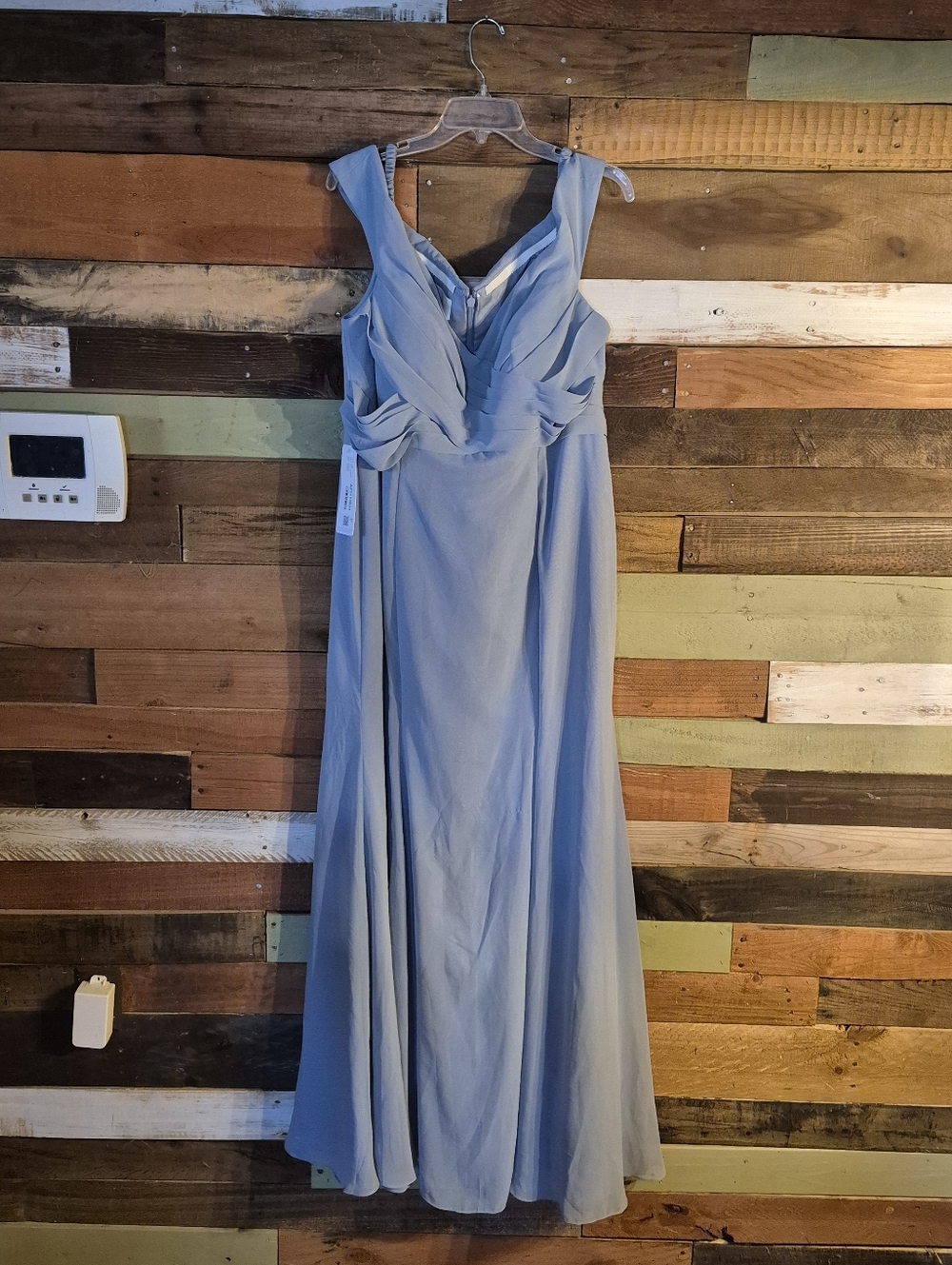 Azazie Dusty Blue Chiffon Bridesmaid Dress A18 Pleated Formal Gown NWT